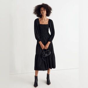 Madewell Lucie Tiered Midi Dress in Dot